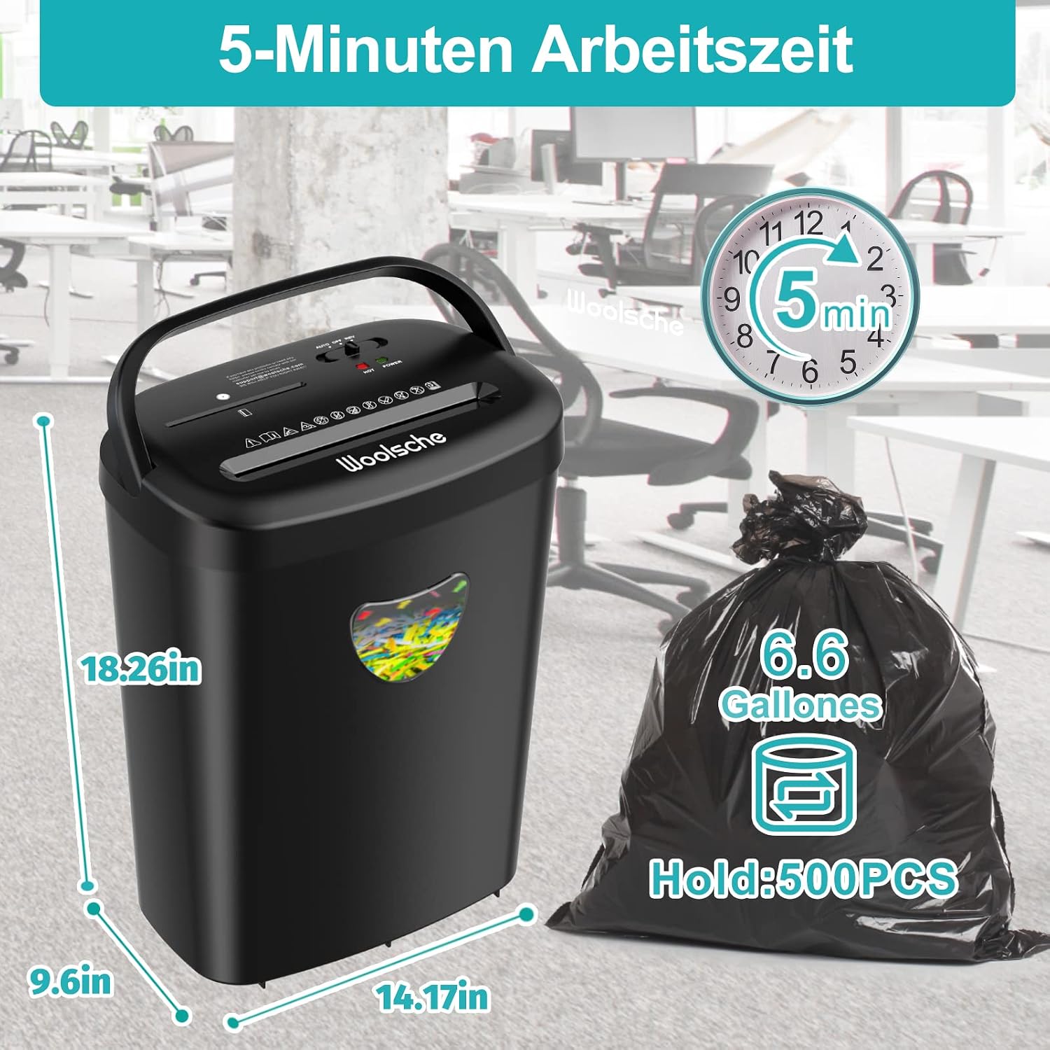 Detalle 2 de Aktenvernichter mit 12-Blatt Kapazität und 25-Liter Behälter – Kreuzschnitt, ideal fürs Home Office