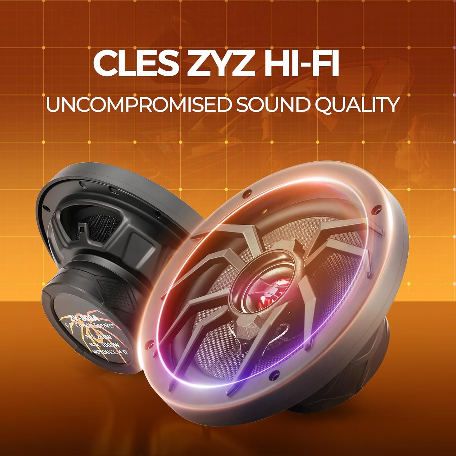 Detalle de CLES ZYZ 6.5" Coaxial Car Speakers: 250W RMS Upgrade with 1000W Peak Power