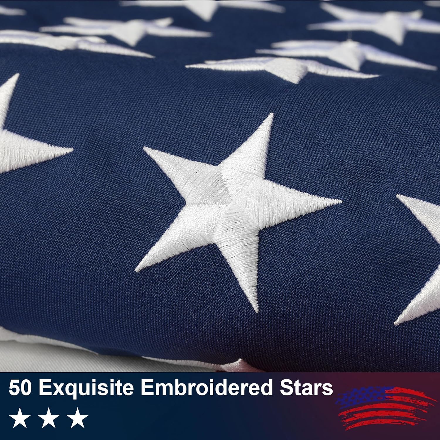 Detalle 2 de Meryndou 5x8 FT American Flag, Spun Polyester with Embroidered Stars