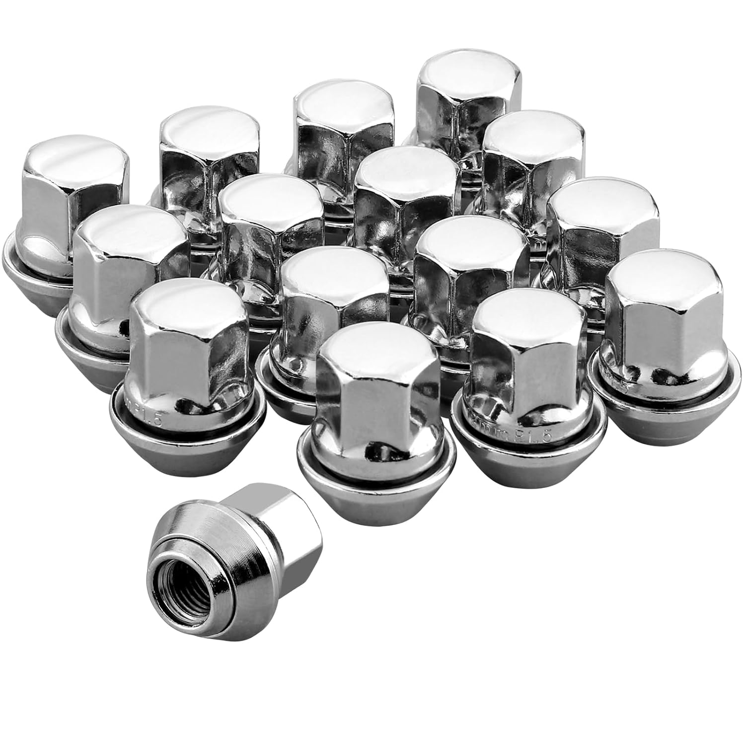 eSynic 16 Pack Professional Wheel Nuts Set for Ford (M12x1.5) with 19mm Hex