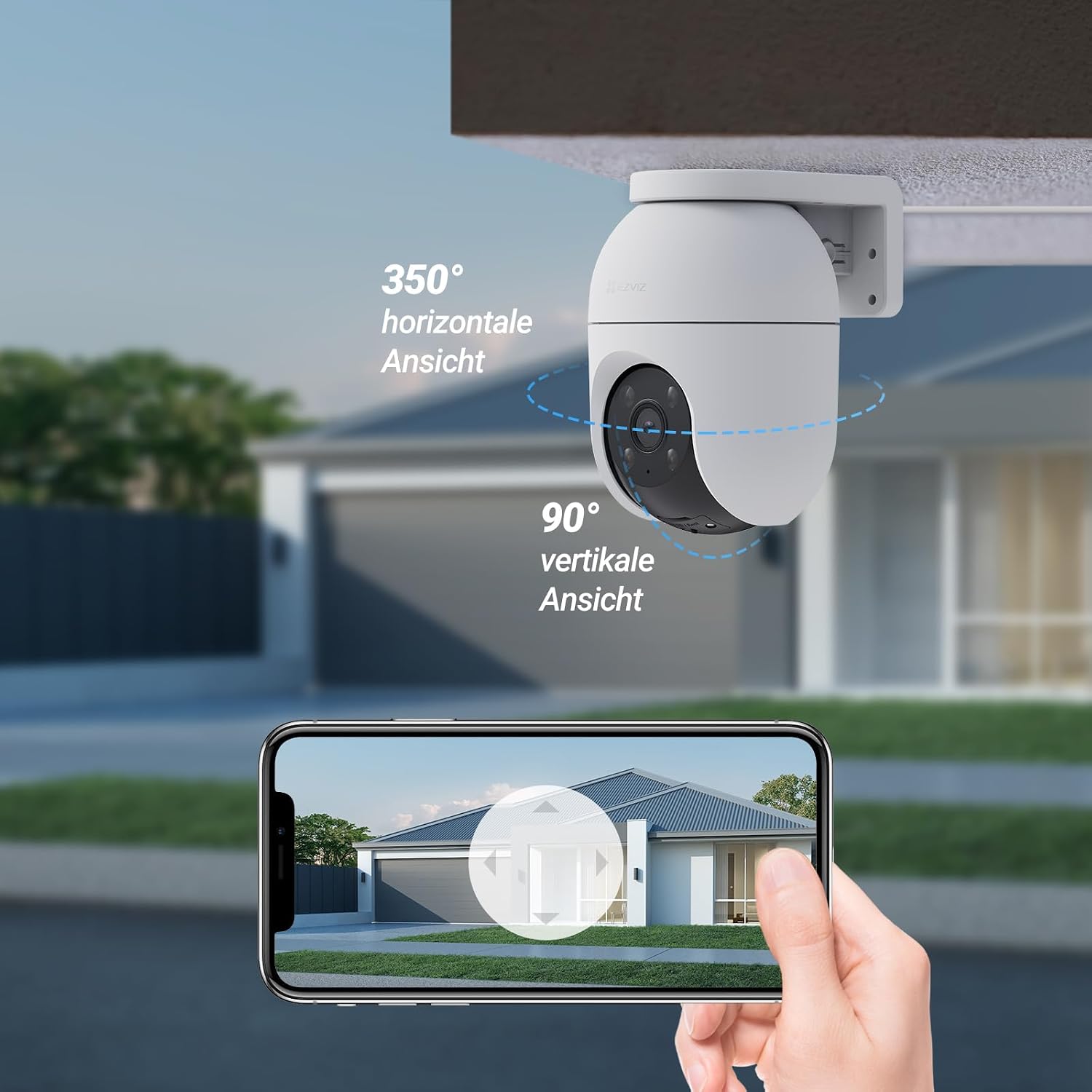 Detalle de EZVIZ C8c 3K (5MP) Pan&Tilt WLAN-Überwachungskameras außen, 360° PTZ – 2er-Set mit Personen-/Fahrzeugerkennung