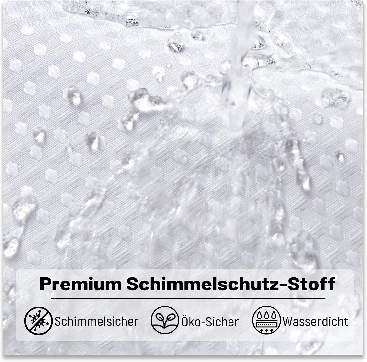 Thumbnail 3 de BTTN Duschvorhang Waffel 180x200 cm – schwerer, blickdichter Textilvorhang mit wasserdichter Innenbeschichtung