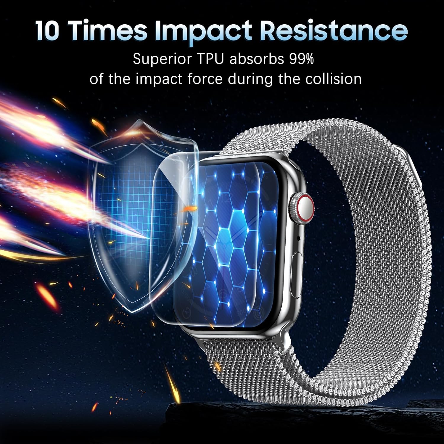 Detalle de UniqueMe 6 Pack 40mm Apple Watch Screen Protectors – TPU, Ultra-Thin, Self-Healing & Case-Friendly