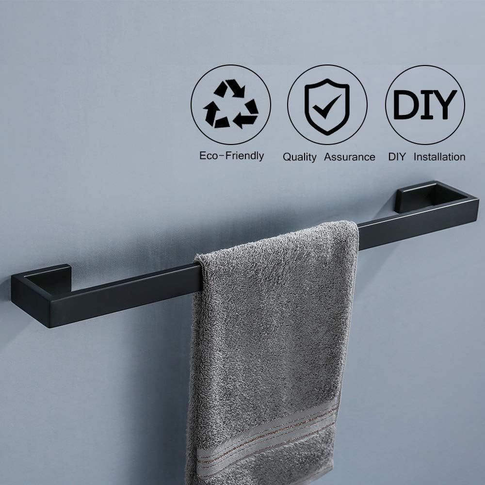 Detalle 2 de TNOMS 4-Piece Towel Bar Set, Matte Black Stainless Steel Bathroom Accessories