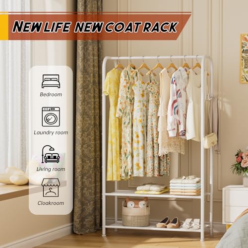 Thumbnail 8 de Golpart Portable Clothes Rail with Wheel – Freestanding Carbon Steel Drying Rack (30D x 81W x 183H, Black)