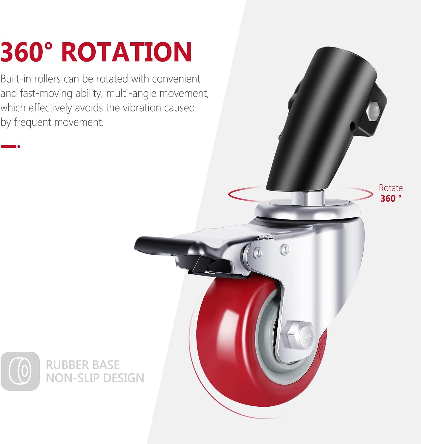 Thumbnail 5 de NEEWER 3 x 75mm swivel caster wheels for C-stand (black)