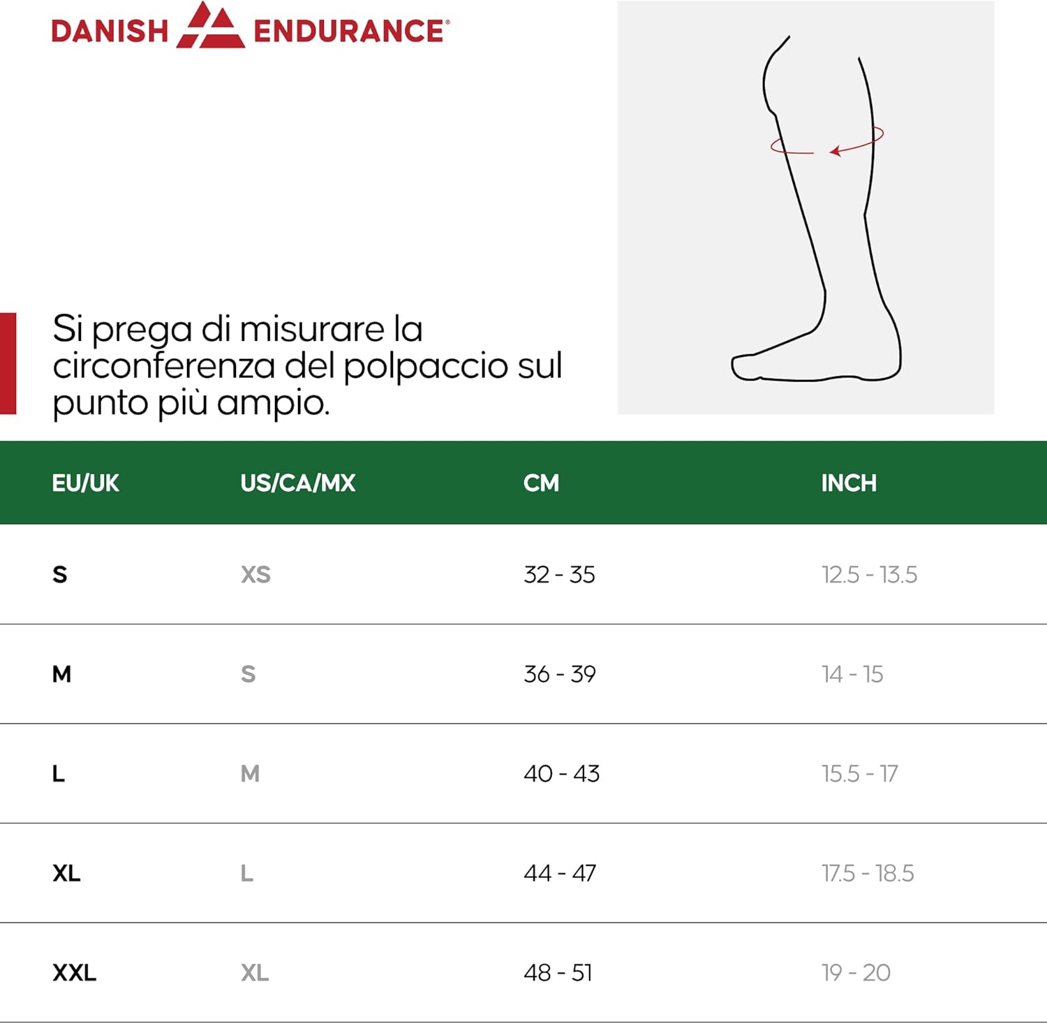Thumbnail 5 de DANISH ENDURANCE Fasce a Compressione Graduata 21-26 mmHg – Scaldamuscoli per Polpaccio, 1 o 3 Paia