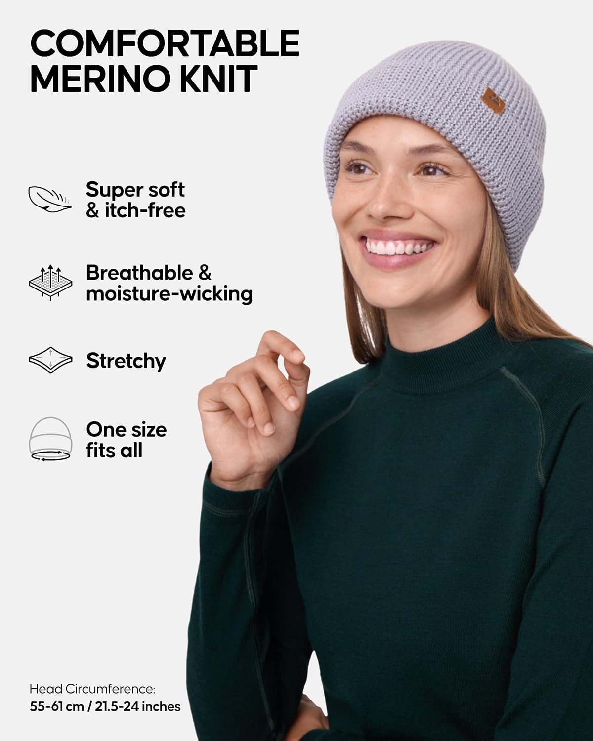 Detalle 2 de Merino wool beanie hat, 55% wool