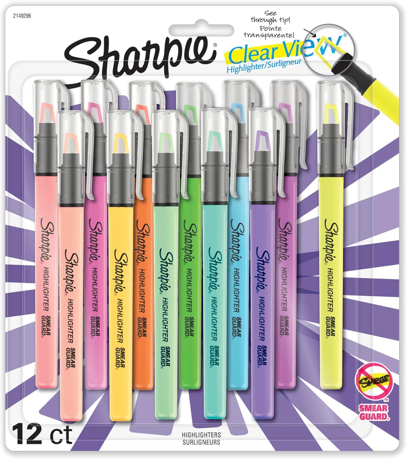 Detalle de Sharpie Clear View Highlighter Sticks, 8-Pack with Chisel Tip