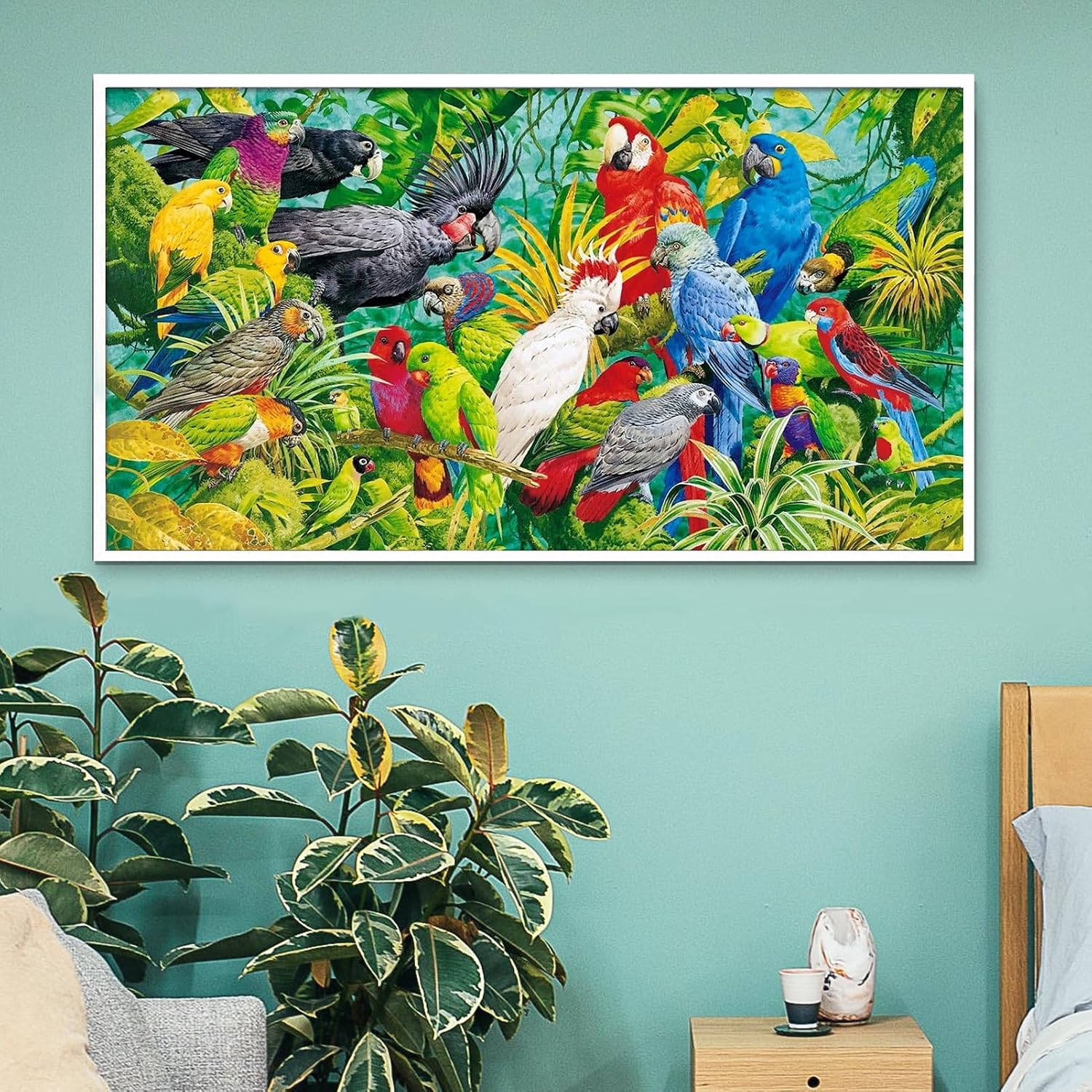 Detalle de JATOK 5D Diamond Painting XXL 40x70 cm – Vogelwald Motiv als Full-DIY Diamantkunst