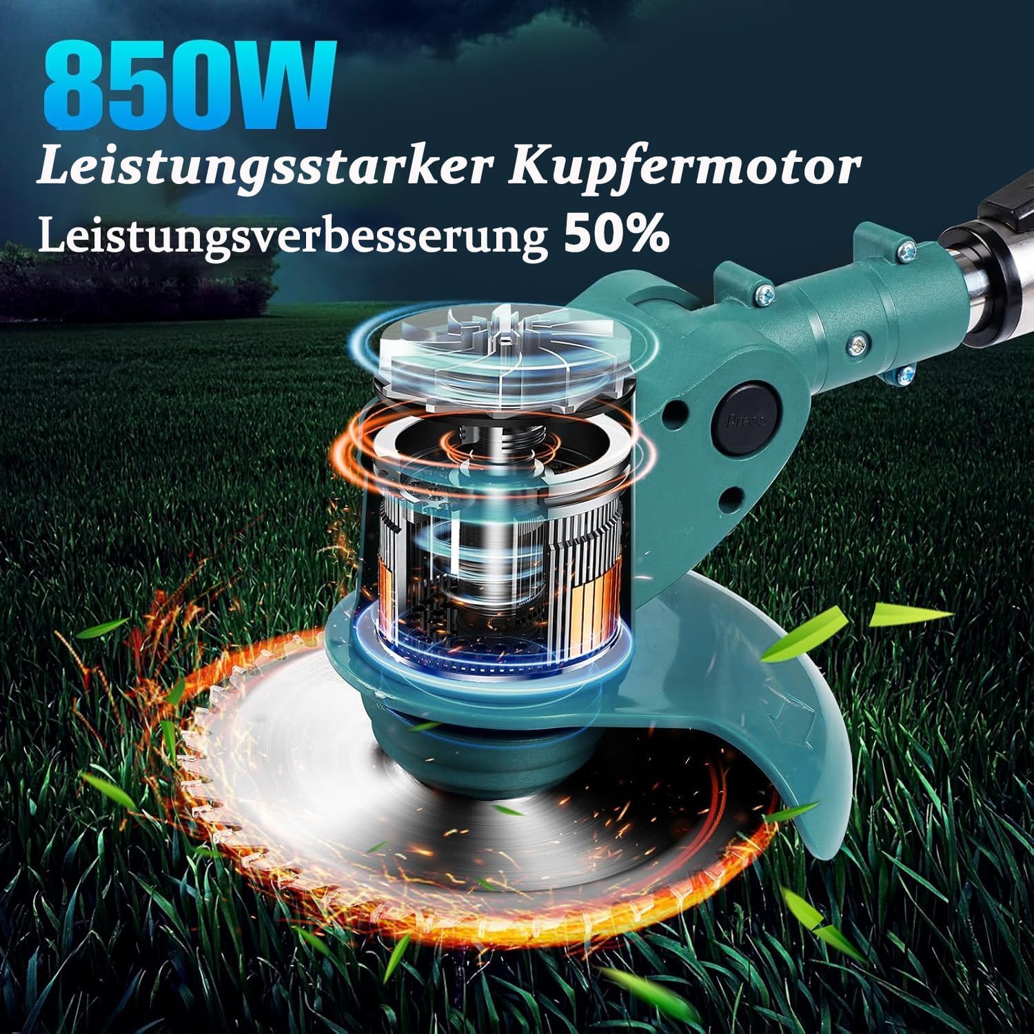 Thumbnail 1 de Akku-Rasentrimmer für Makita-Akkus (21 V) mit 2× 4.000 mAh, Ladegerät und 90°-Drehkopf
