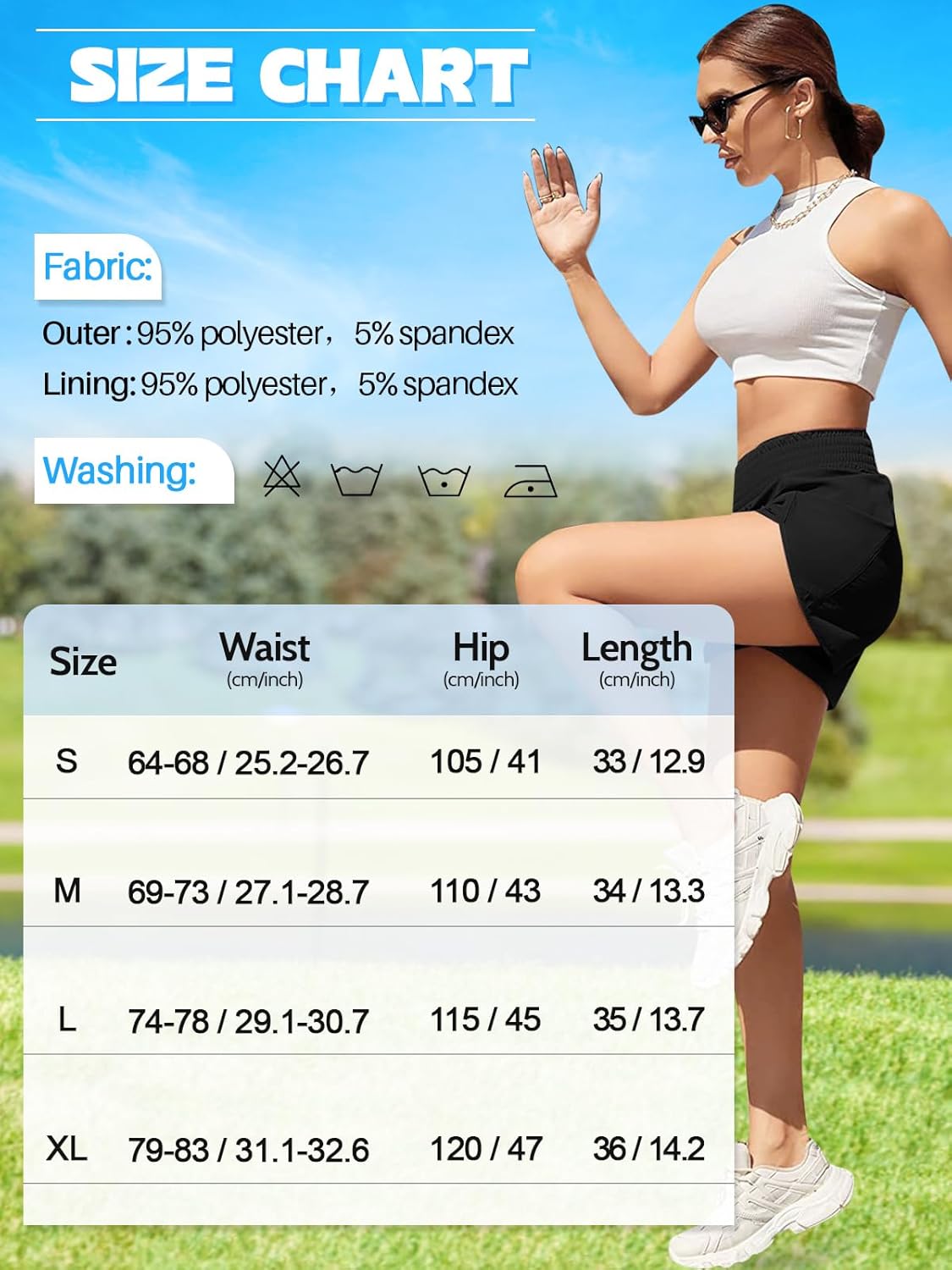 Thumbnail 4 de Kefiyis Pantaloncini da corsa donna 2 in 1 a vita alta con tasca e zip – asciugatura rapida