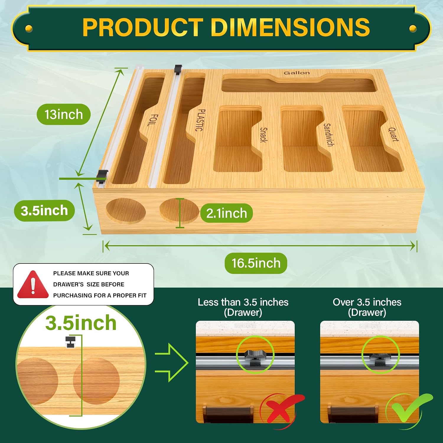 Detalle de KOCWELL Bamboo Bag and Wrap Organizer
