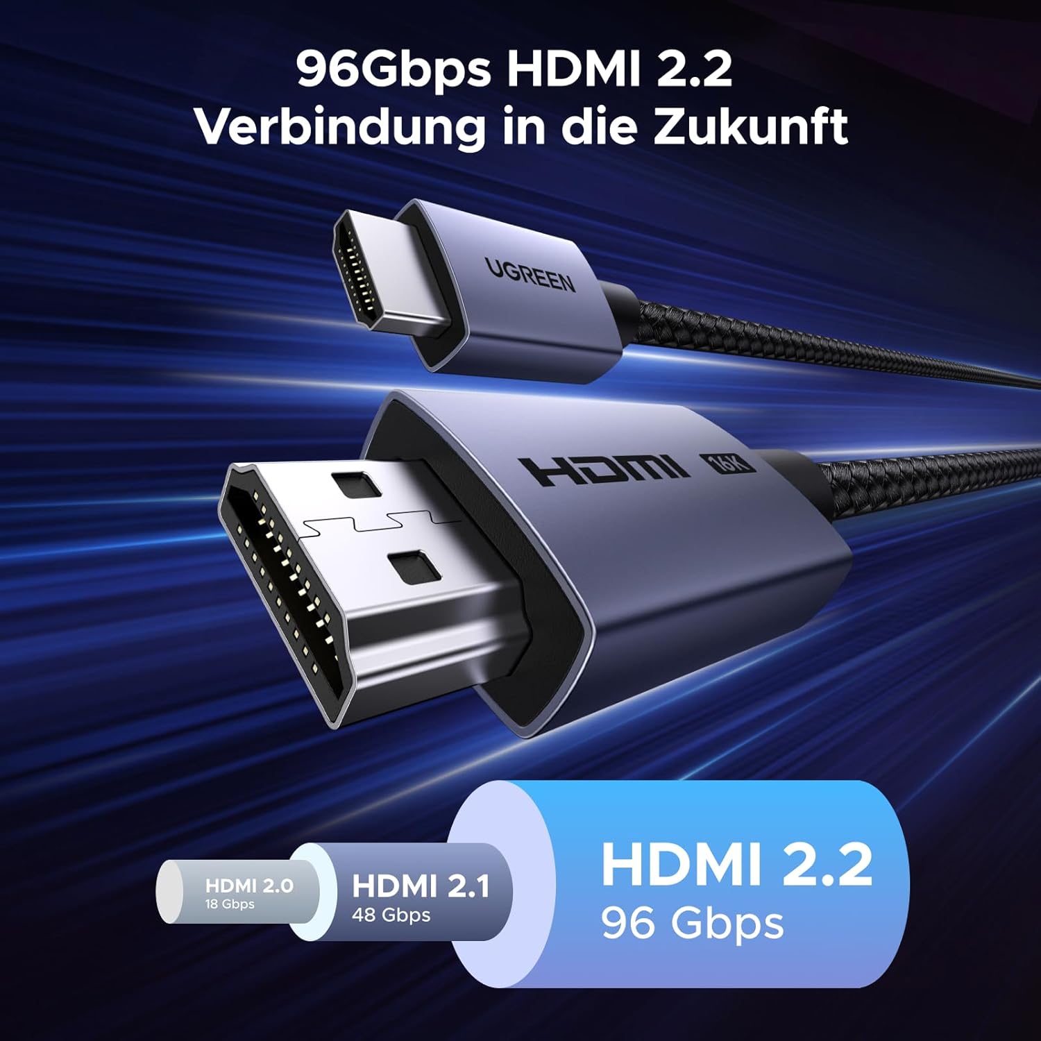 Thumbnail 3 de UGREEN HDMI 2.2 Kabel 16K60Hz | 96 Gbit/s, eARC, VRR, HDR10+ – kompatibel mit PC, PS5, Xbox Series X/S