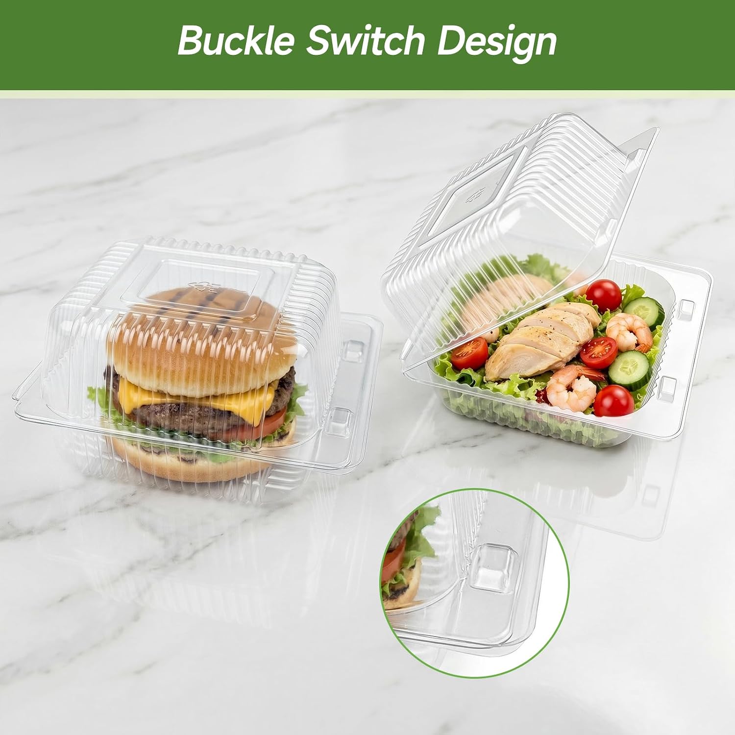 Thumbnail 3 de Dealusy 100-Pack Extra Heavy Duty Clear Slice Cake Carriers with Lids