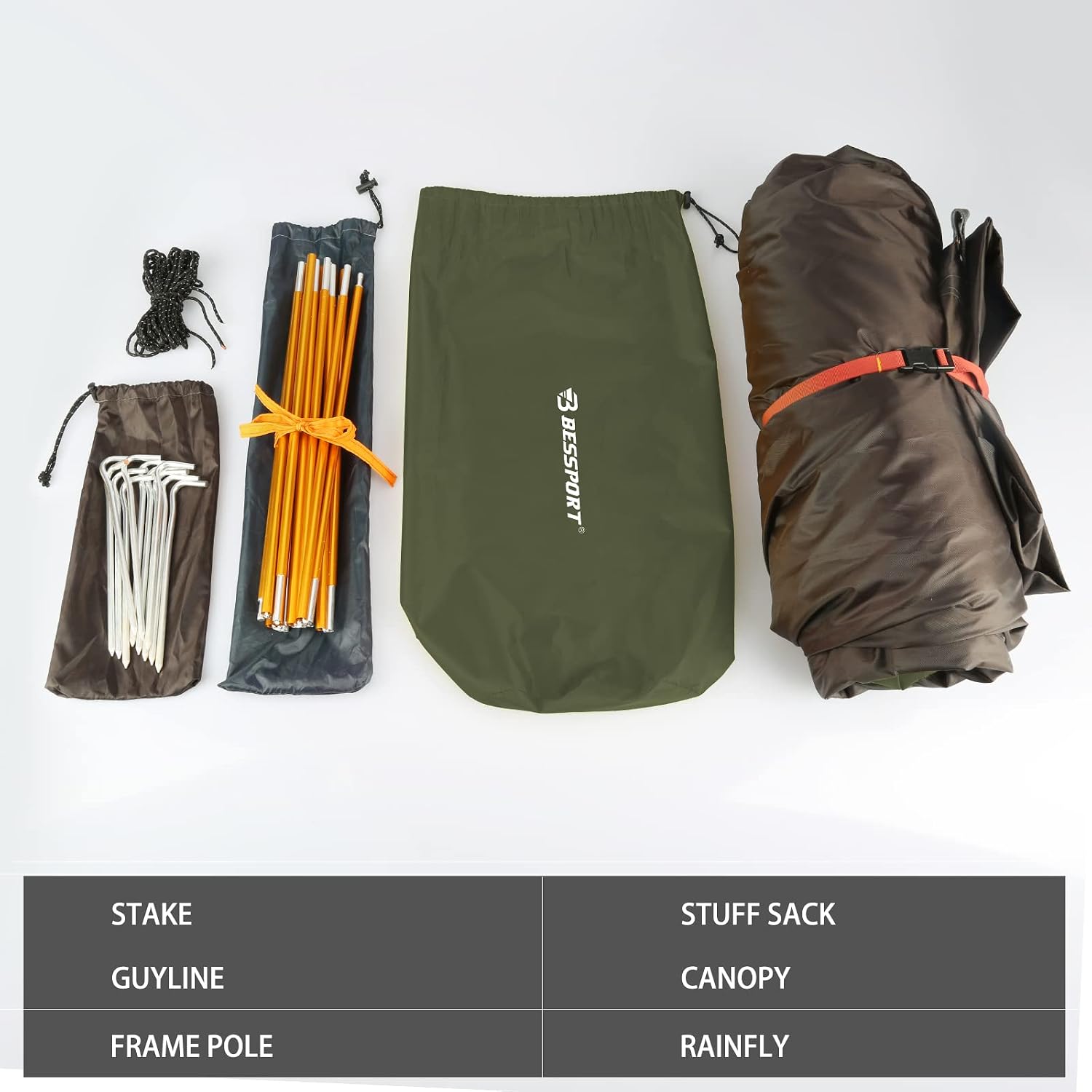 Detalle de Bessport Zelt 1–3 Personen: Ultraleichtes Kuppelzelt für Wandern und Camping