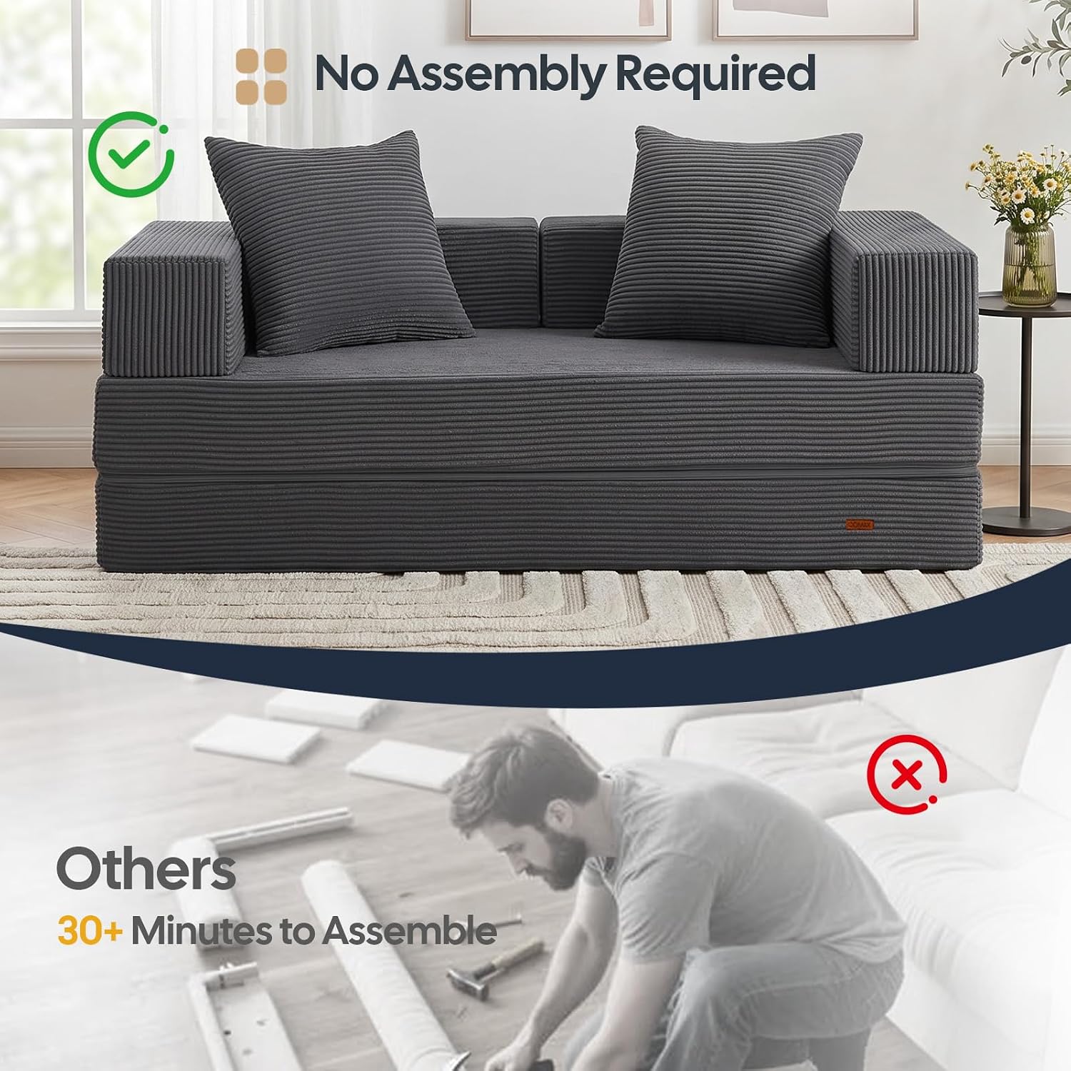 Thumbnail 4 de COMAX Futon Sofa Bed 4-in-1: Space-Saving Convertible for Small Living Rooms