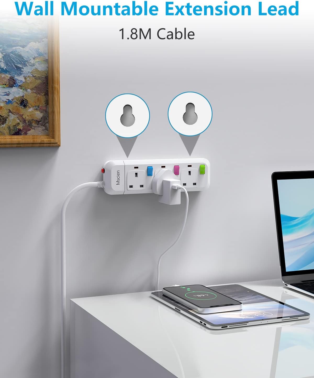 Thumbnail 4 de Mscien Extension Lead 1.8m with switches 🔌