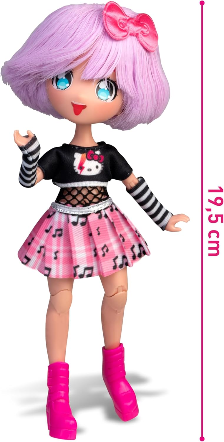 Thumbnail 1 de Hello Kitty Manga Doll Teddy Rock: Purple-Haired Japanese Fashion Doll with 15-Point Articulation