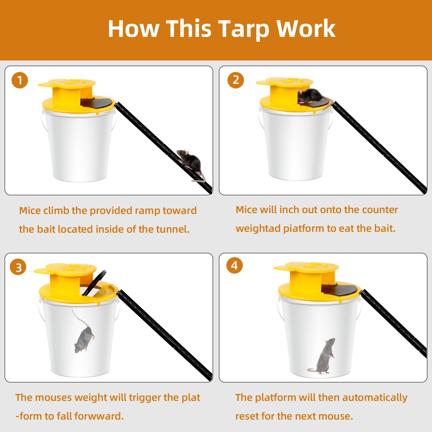Detalle 2 de Pirosim 3pc Bucket Mouse Trap with Auto-Reset, Multi-Catch Design