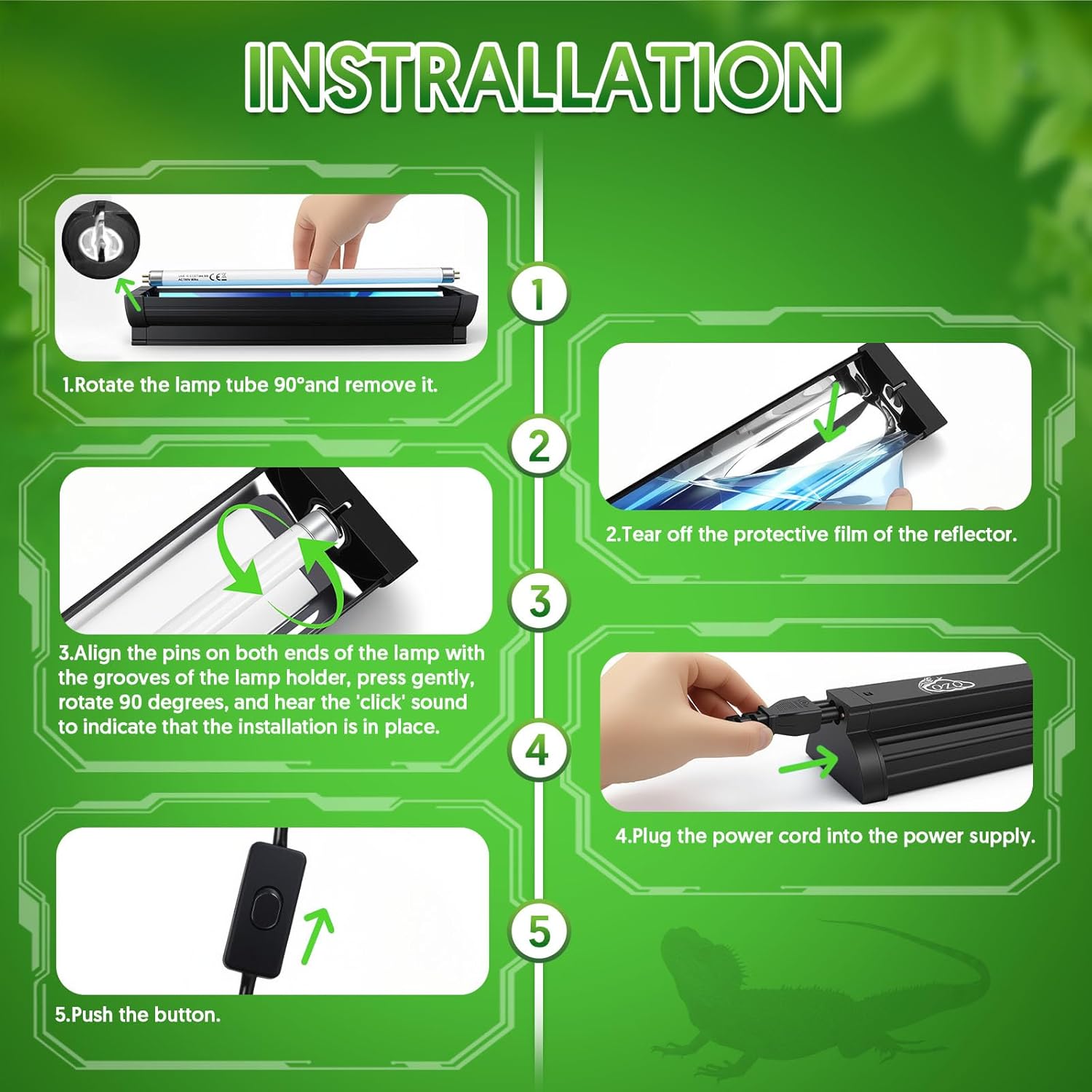 Thumbnail 3 de QZQ T5 UVB Reptile Light Fixture 8W 10.0 UVB