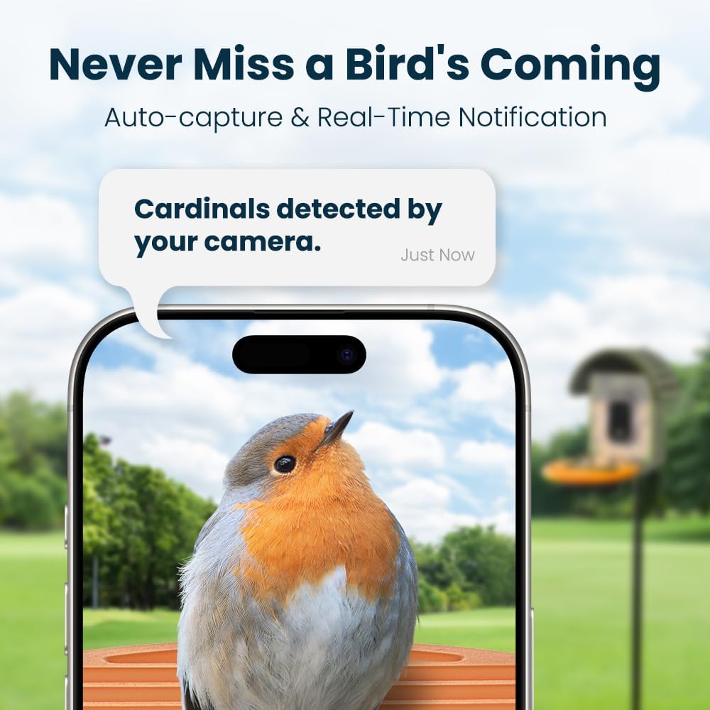 Thumbnail 4 de Smart Bird Feeder with Camera: 2.5K UHD, Solar Powered, IP66 Outdoor Ready