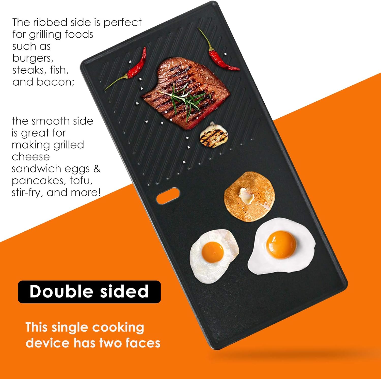 Thumbnail 5 de GFTIME Gusseisen-Grillplatte 43 x 20,5 cm als Rost-Ersatz für ausgewählte Gasgrills