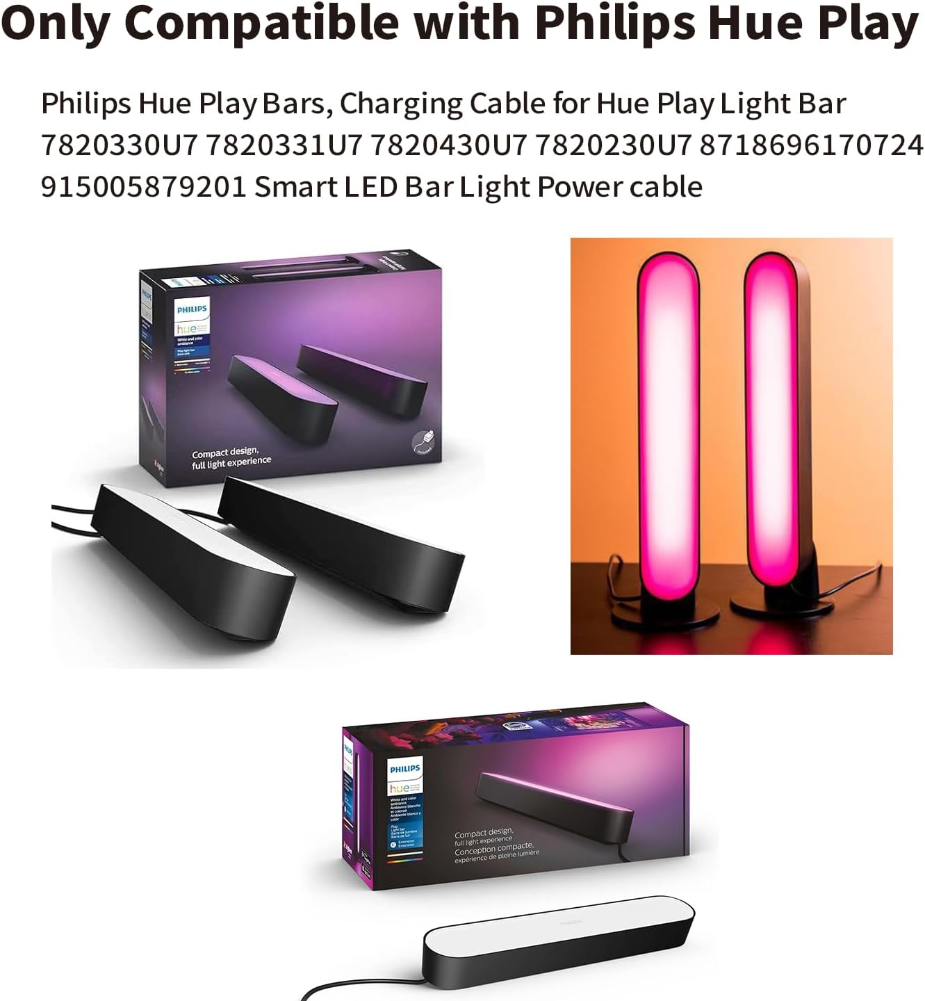 Detalle 2 de TONTON DC-verlengkabel voor Philips Hue Play Bars, 3,5 m, 20 AWG