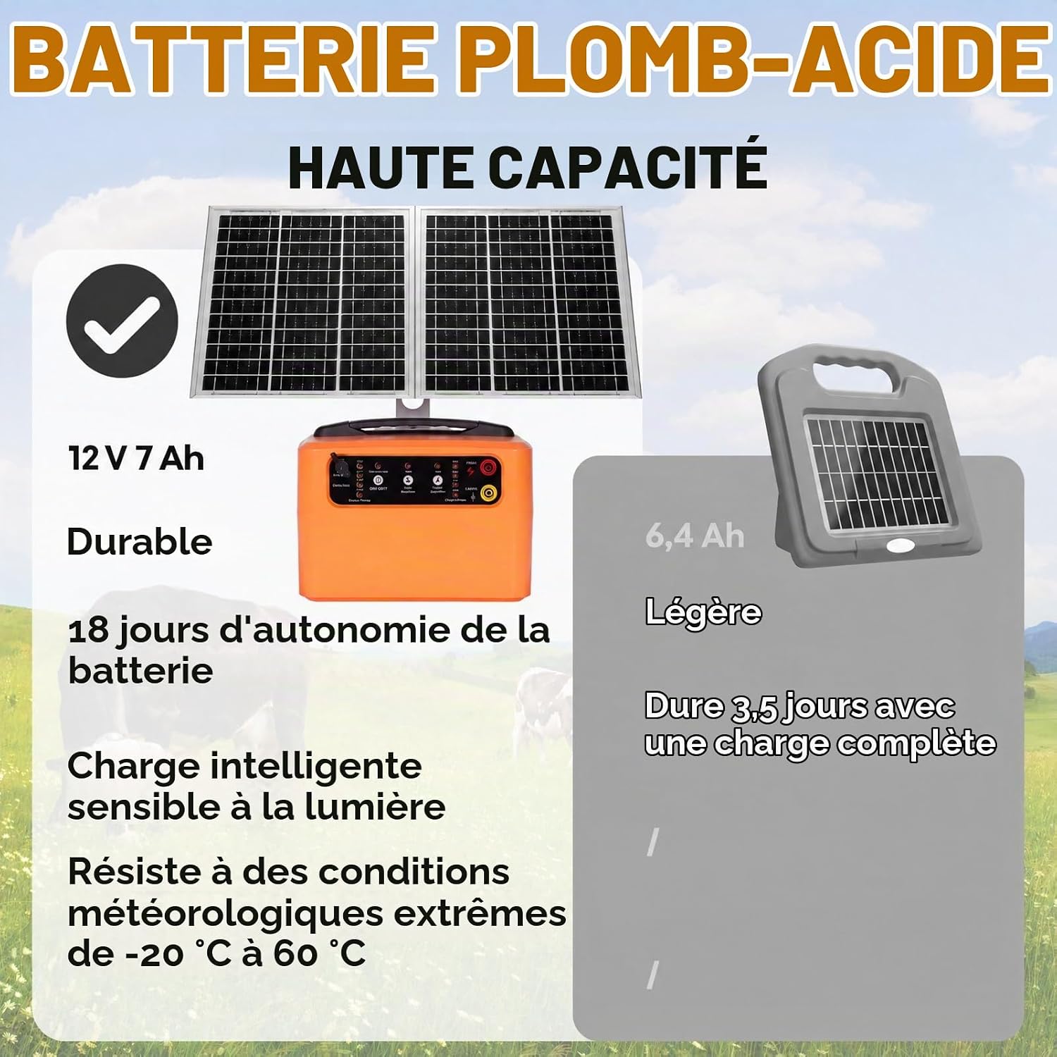 Detalle 1 de Elektrisch schrikdraadapparaat op zonne-energie, tot 48 km, 1,5 J en 15 W