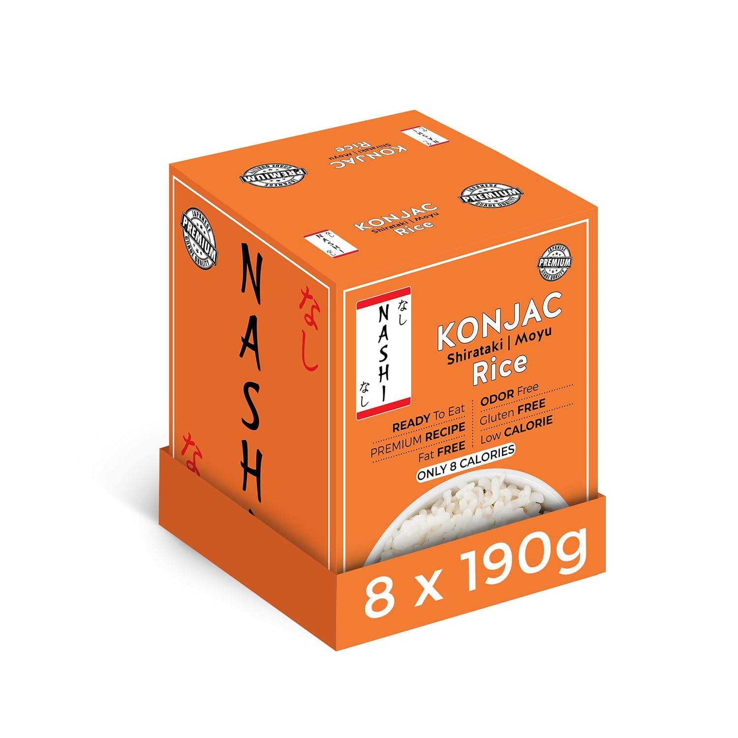 Detalle de Nashi Shirataki Konjac Moyu Rice, Ready-to-Eat Vegan 8-Pack