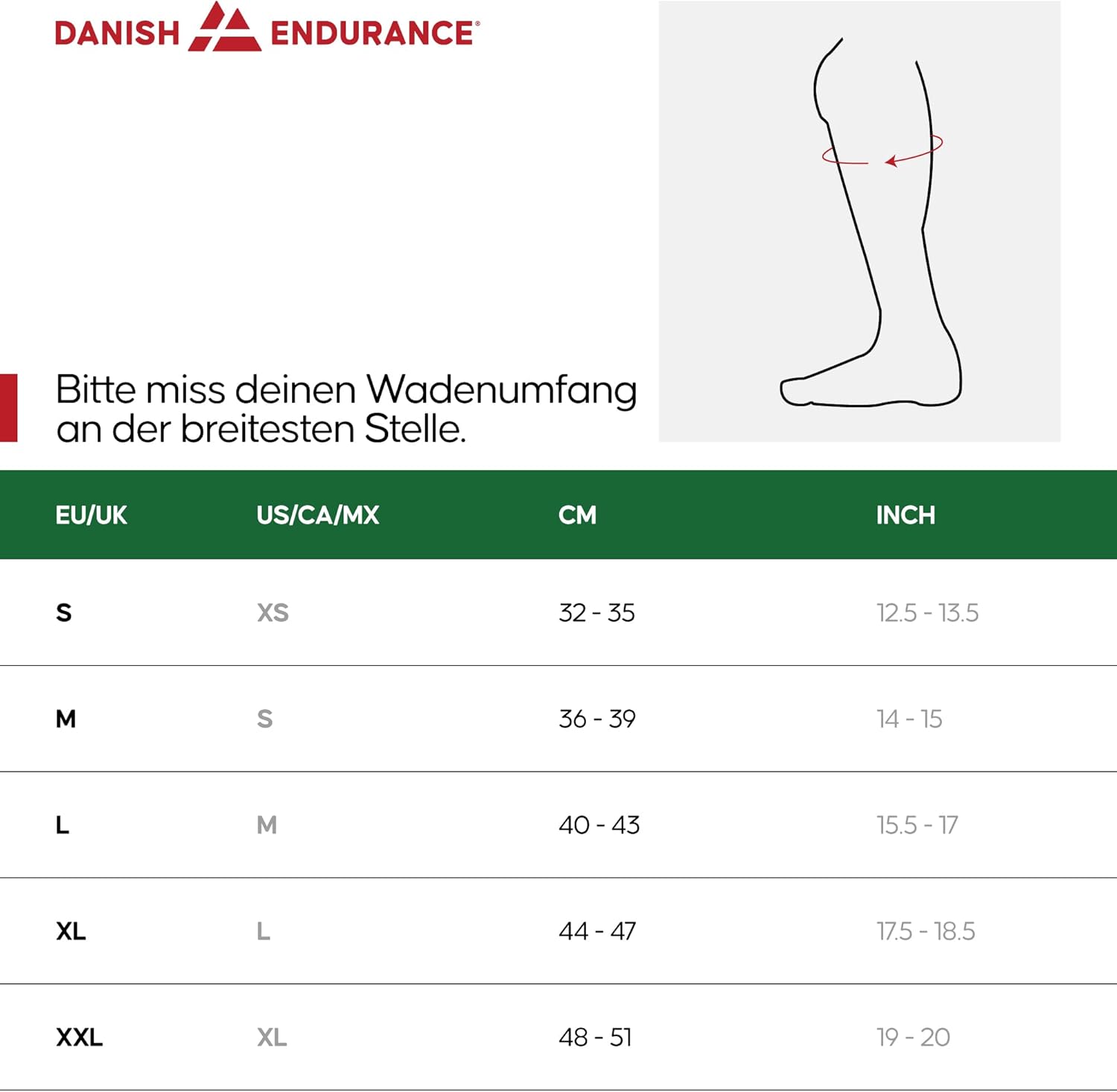 Detalle 2 de DANISH ENDURANCE Waden-Kompressionsstrümpfe ohne Fuß | 21–26 mmHg, 1 oder 3 Paar