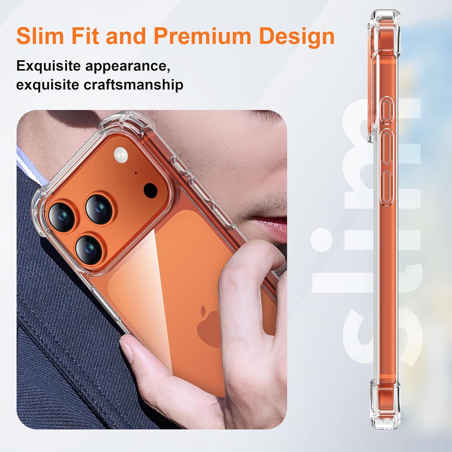 Detalle 2 de ORETECH 4 in 1 Cover per iPhone 17 Pro 6,3'': protezione completa con vetro temperato e cover fotocamera