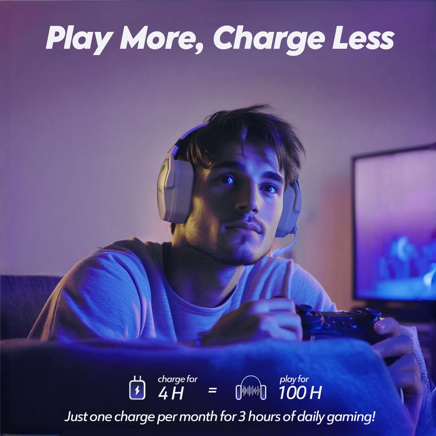 Thumbnail 5 de NUBWO G06 Dual Wireless Gaming Headset mit Mikrofon (2,4-GHz + Bluetooth) für PS5, PS4, PC, Mobile & NS – Weiß/Grün