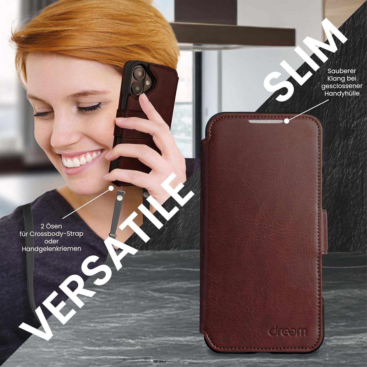 Thumbnail 4 de Dreem Lederhülle für iPhone 17 – Revolucionäres 3-Wege-Standsystem, RFID-Blocker & ArcFold Wallet