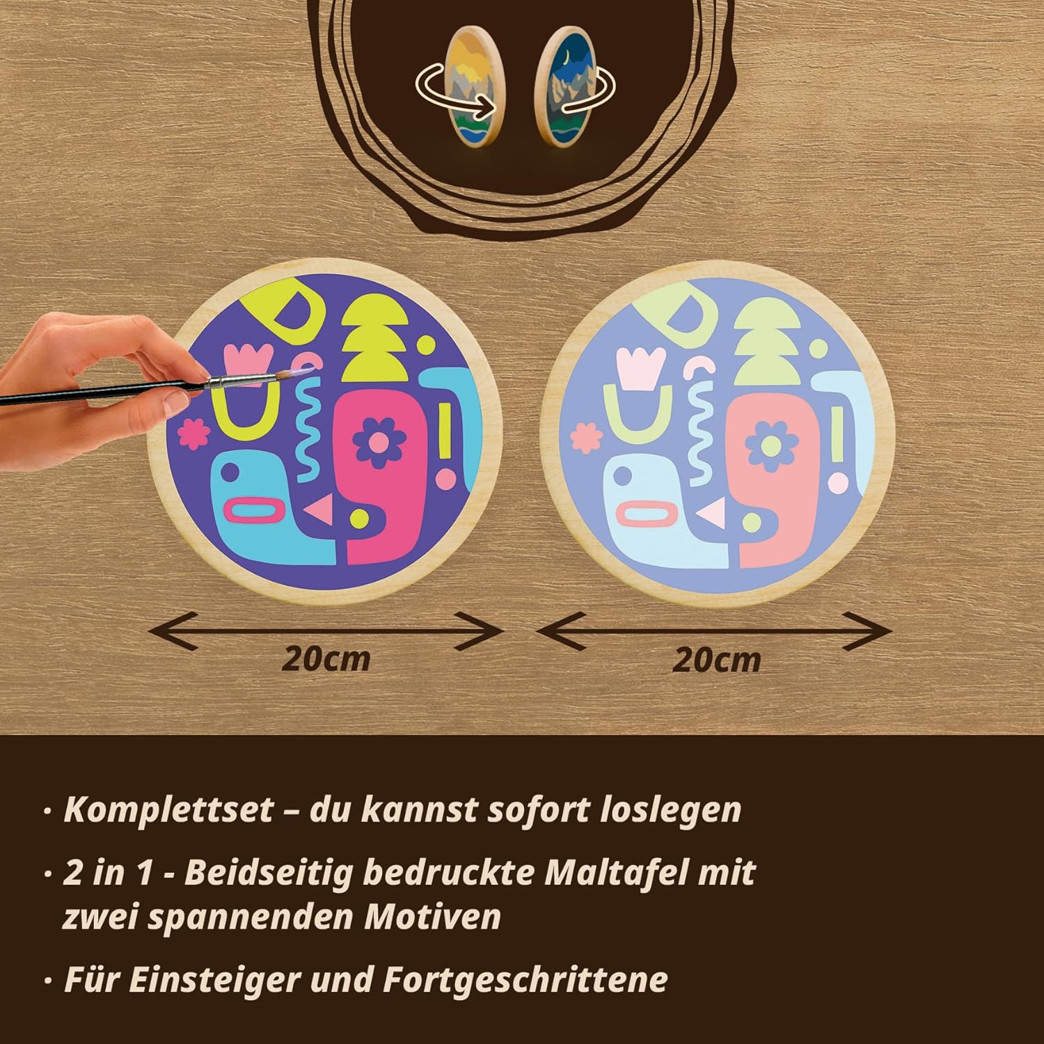 Thumbnail 5 de Ravensburger CreArt 25922 Eckige Formen – Malen nach Zahlen auf Holz, DIY Malset mit Pinsel und Acrylfarben