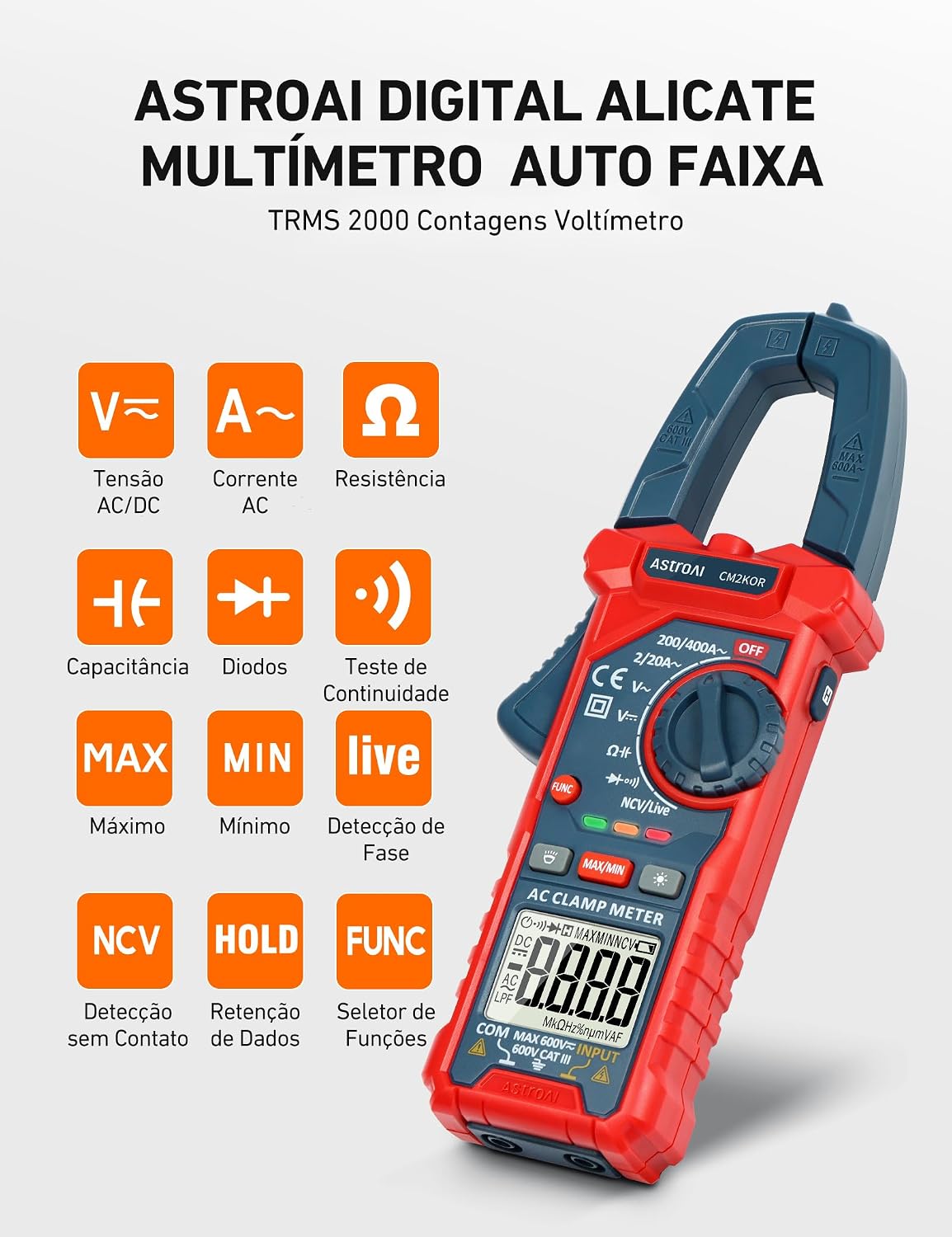 Detalle de AstroAI Clamp Meter 2000 Counts