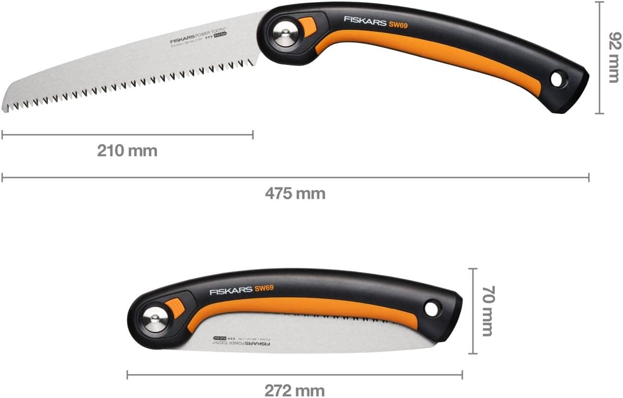 Detalle de Fiskars Plus Klappsäge SW69 21 cm – Vielseitige Klappsäge für dicke Stämme und Äste