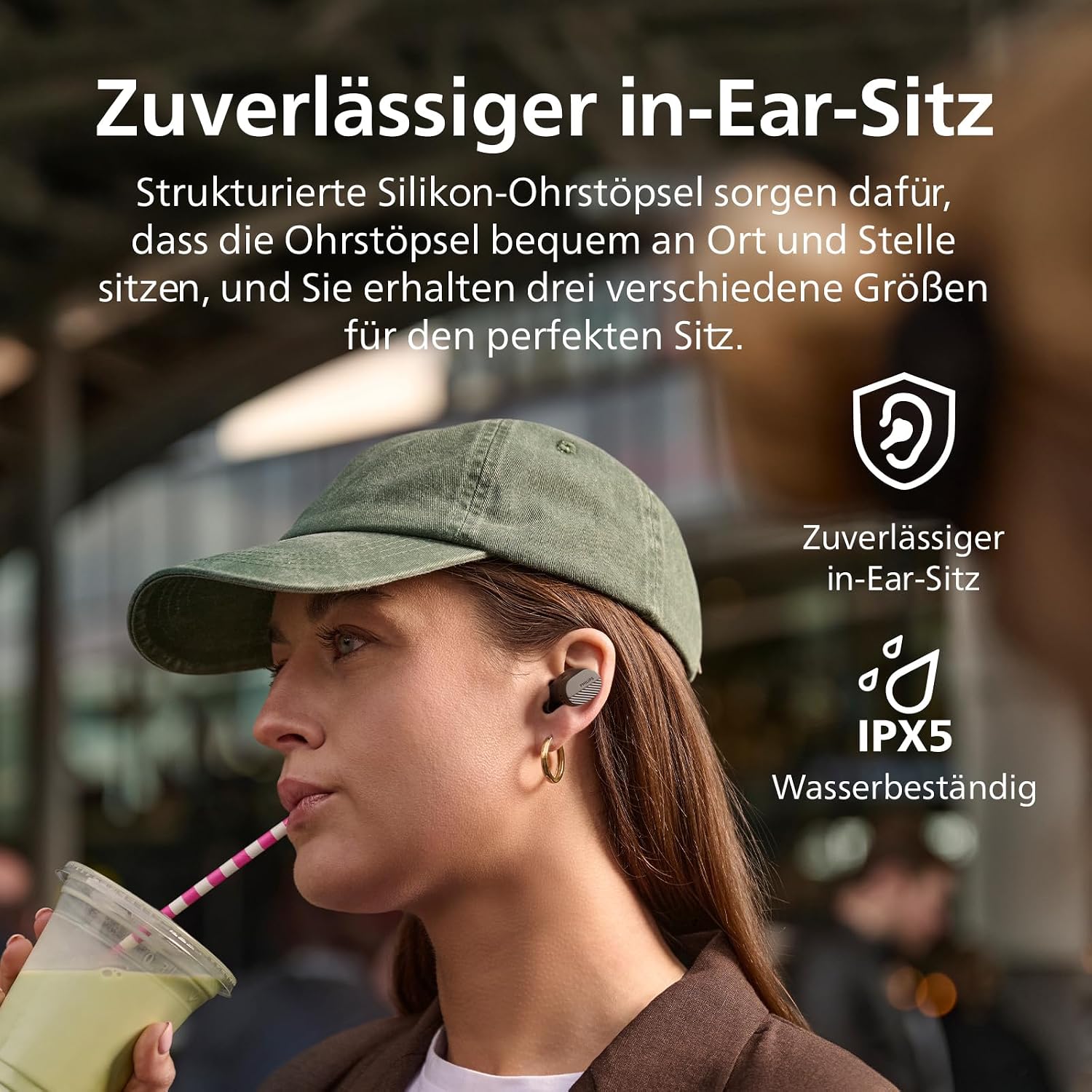Thumbnail 6 de Philips TAT5000BK True Wireless In-Ear-Bluetooth-Kopfhörer – dynamischer Bass, 40 Std. Spielzeit, IPX5, klare Anrufe
