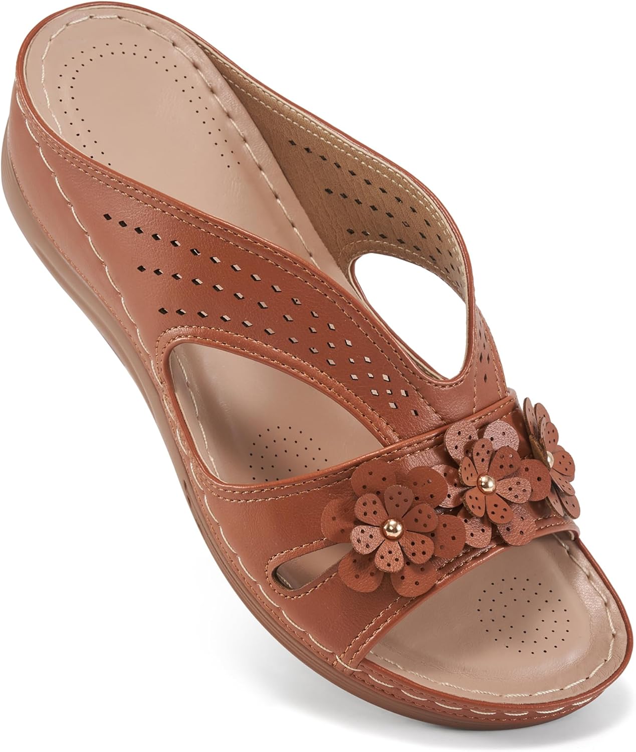 Thumbnail 6 de Ecetana Women's Wedge Sandals: Slip-On Dressy Memory Foam Platforms for Summer