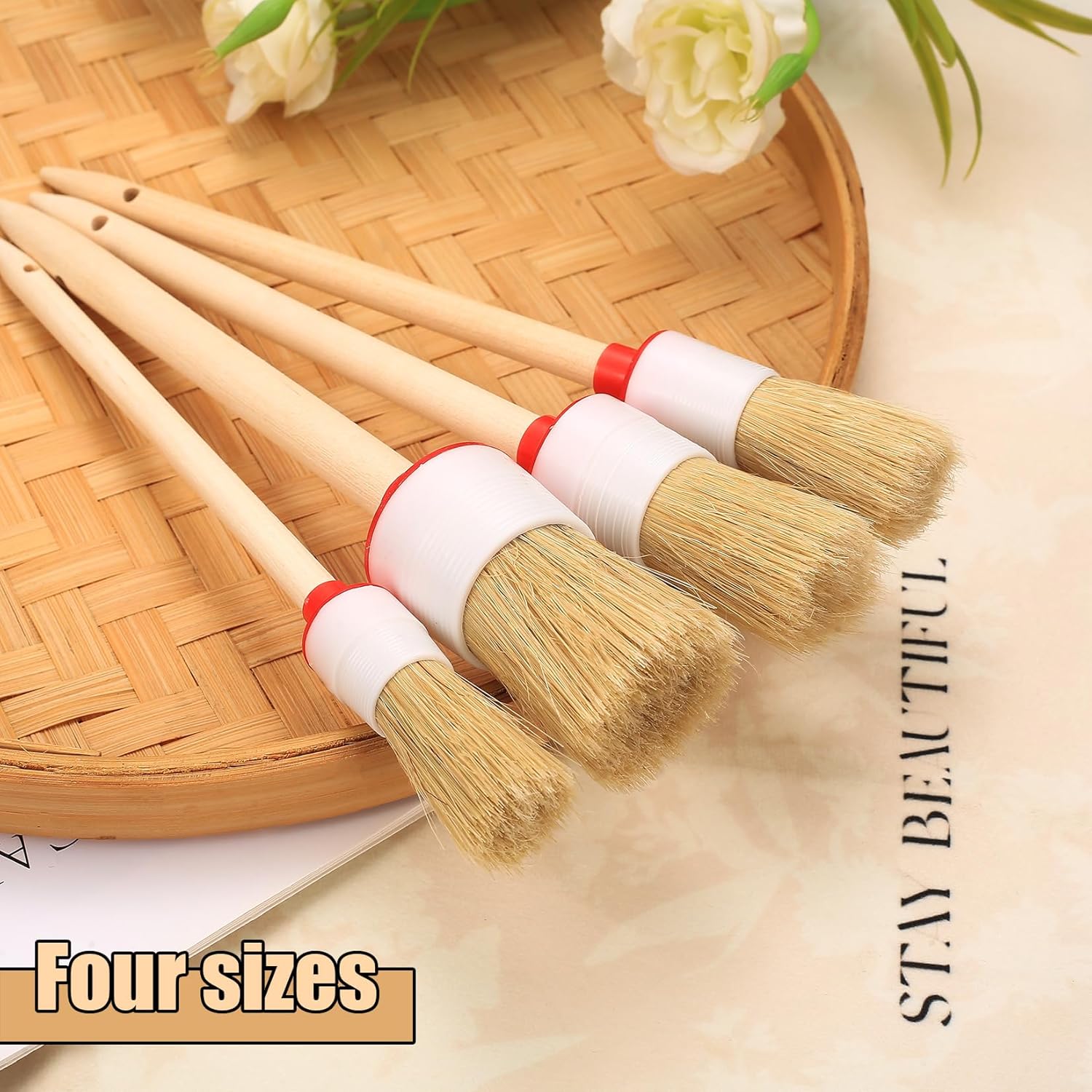 Detalle 2 de 8 Stk Borstenpinsel Set Rundpinsel – Profi Maling – Holzgriff, 2–3,5 cm Durchmesser, Lasur- und Lackpinsel