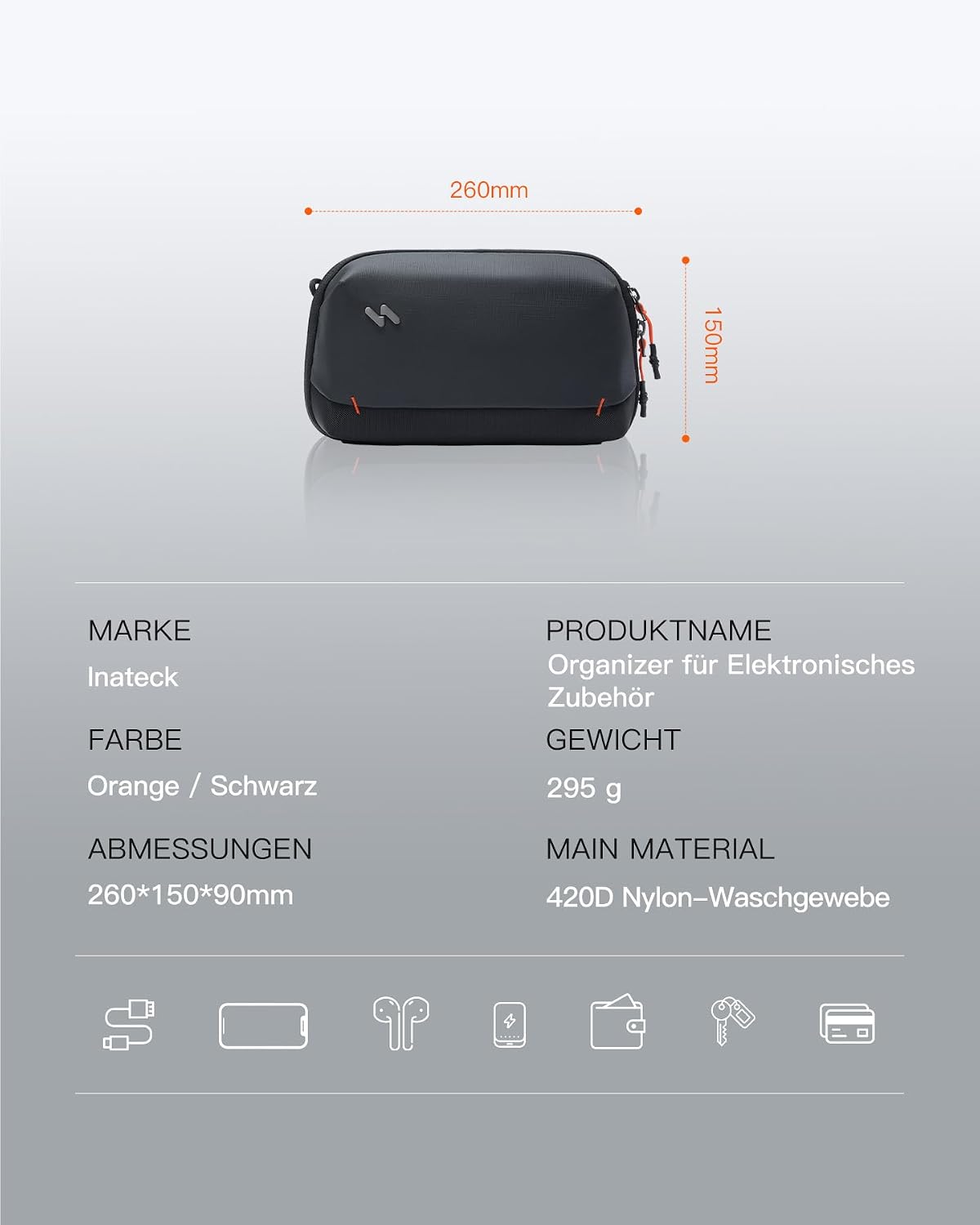Detalle 2 de Inateck Organizer für Elektronisches Zubehör