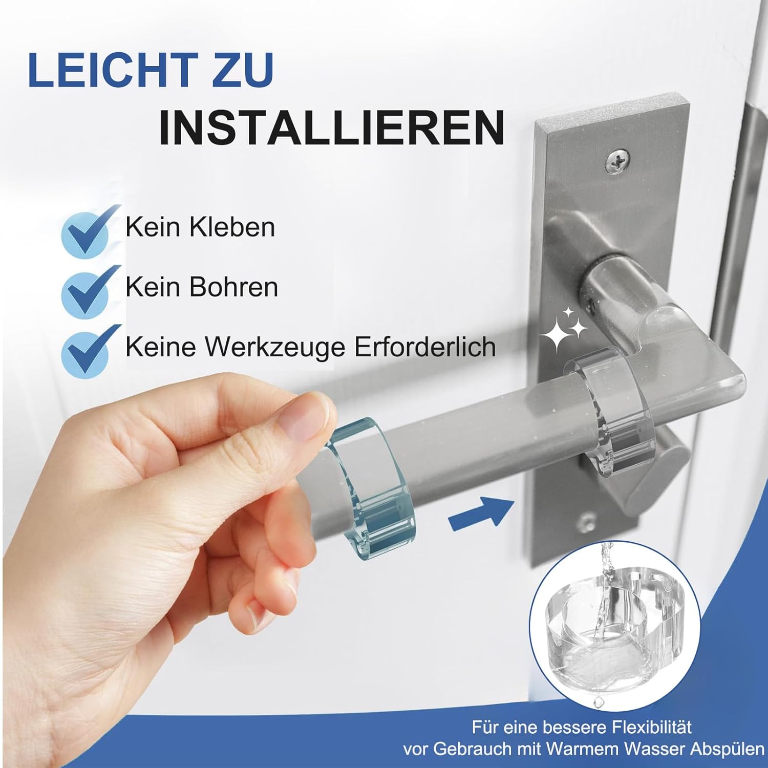 Thumbnail 5 de Türklinkenpuffer 8er-Set Türstopper aus transparentem Silikon (Ø 18 mm) – zum Schutz von Türgriff & Fensterklinke