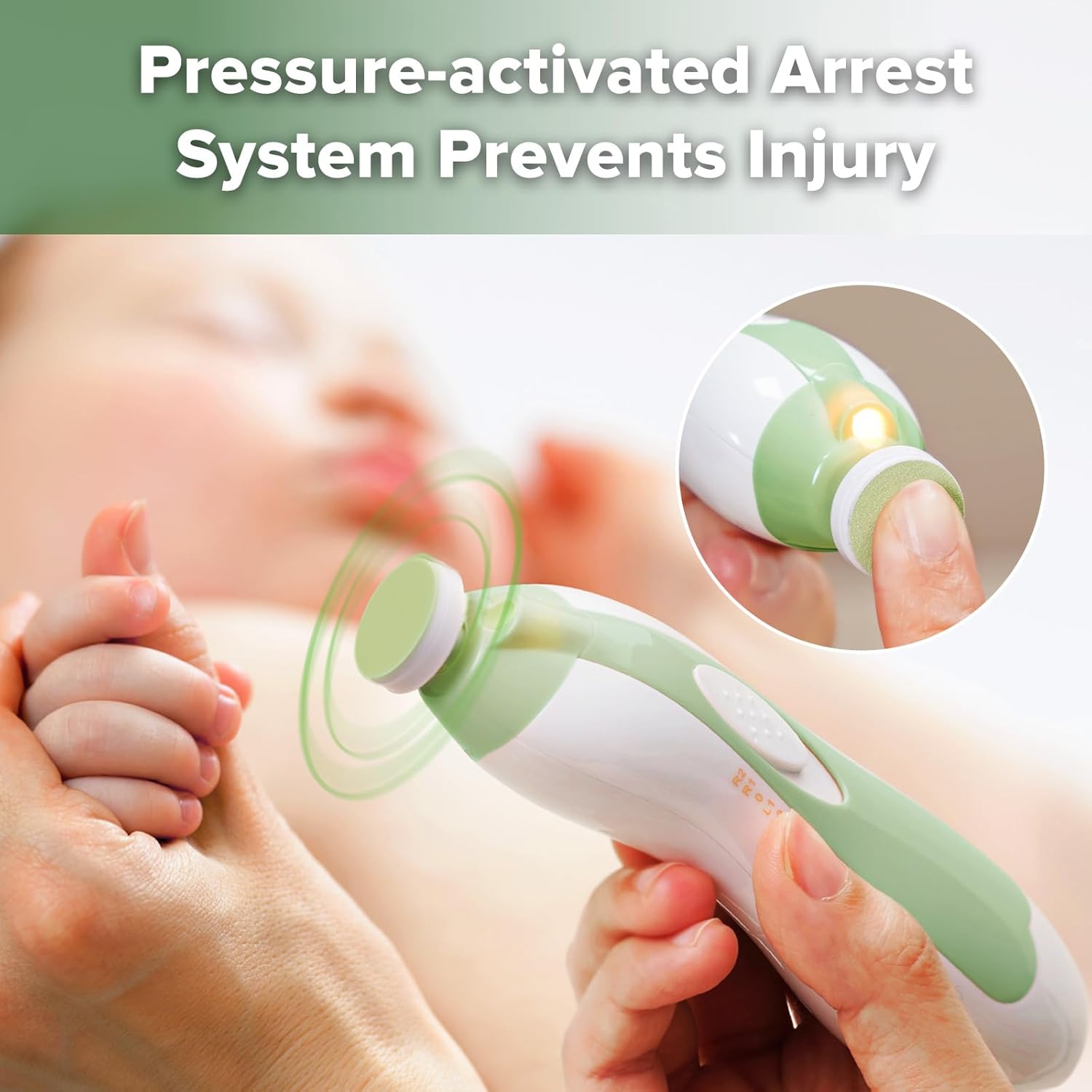 Thumbnail 3 de haakaa Coupe-ongles électrique pour bébés : kit de lime avec 10 tampons de rechange (couleur vert)