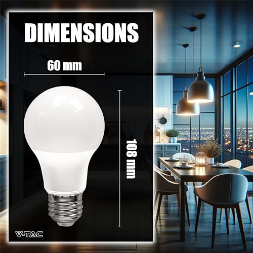 Thumbnail 5 de V-TAC 10x Bombillas LED E27 A60 8,5W (806 lúmenes, 6500K) – Nueva generación, bajo consumo