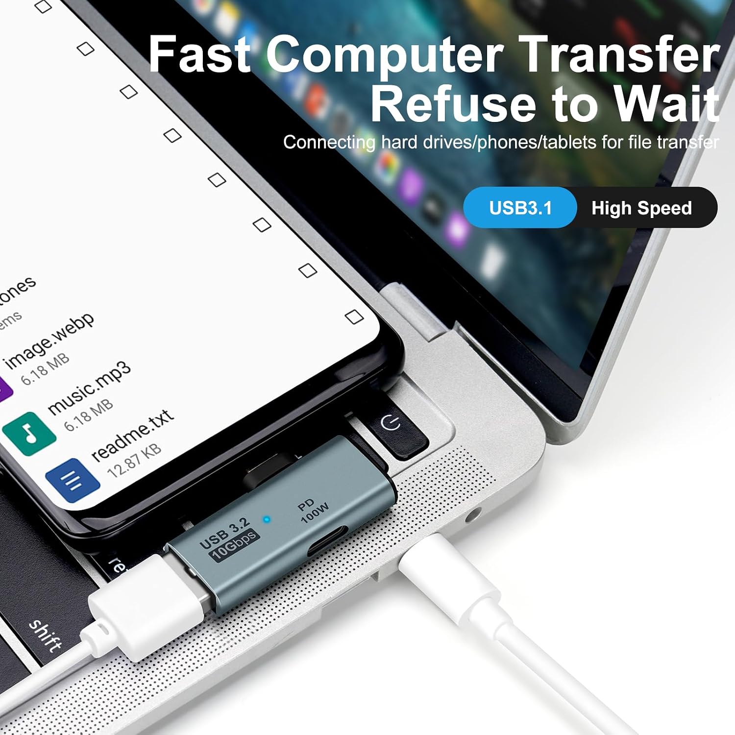 Detalle de Seminer typec-usb-2in1 USB-C OTG Adapter with 100W PD and USB 3.0