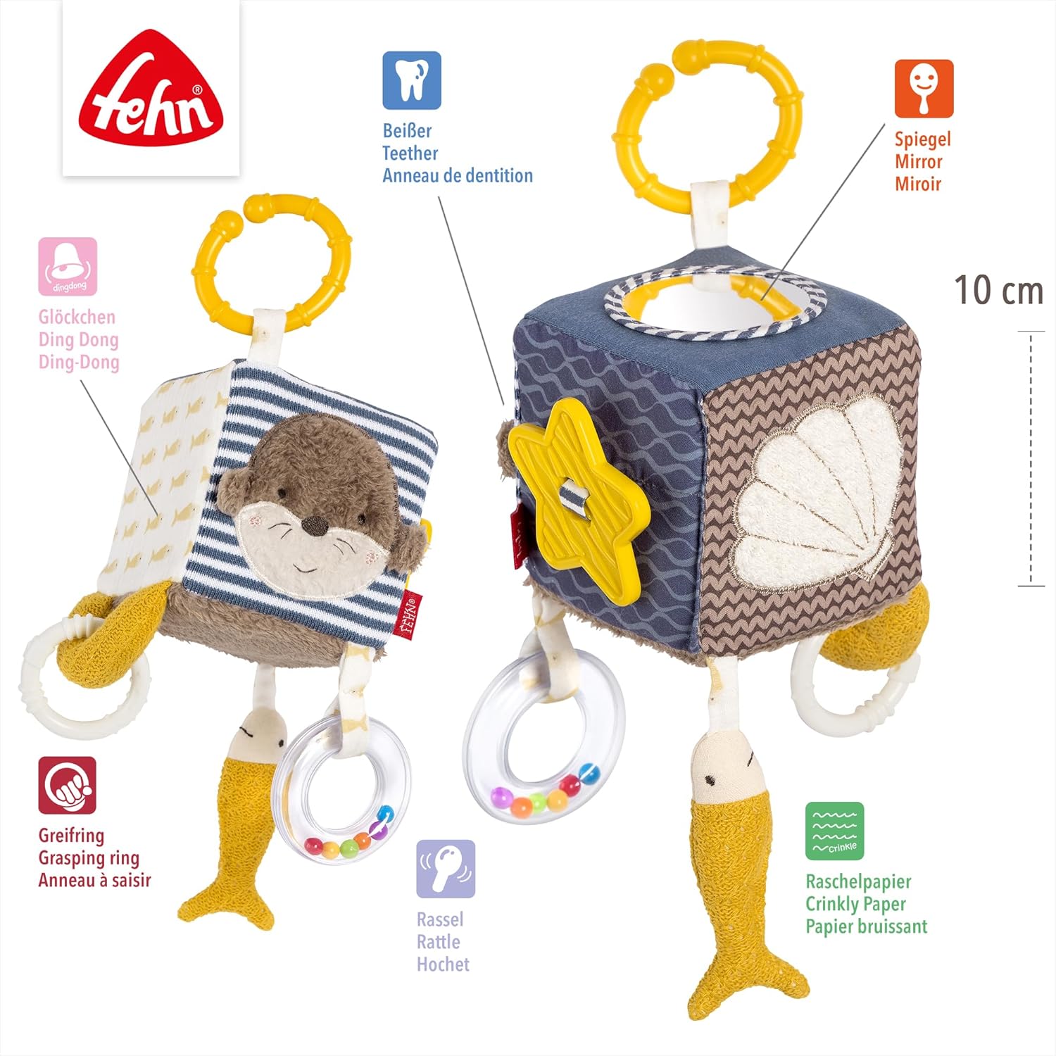 Detalle 2 de Fehn Otter Activity-Würfel Motorik-Spielzeug 10 cm
