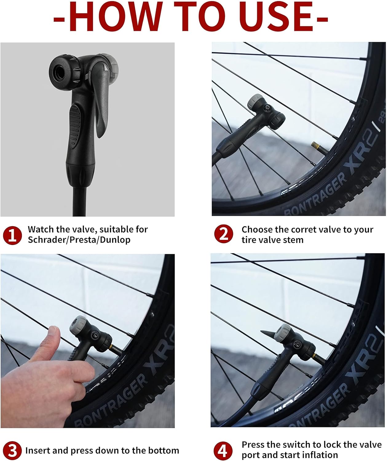 Thumbnail 4 de BV Durable Bike Floor Pump with 160 psi and Smart Valve Head (17/24 in)