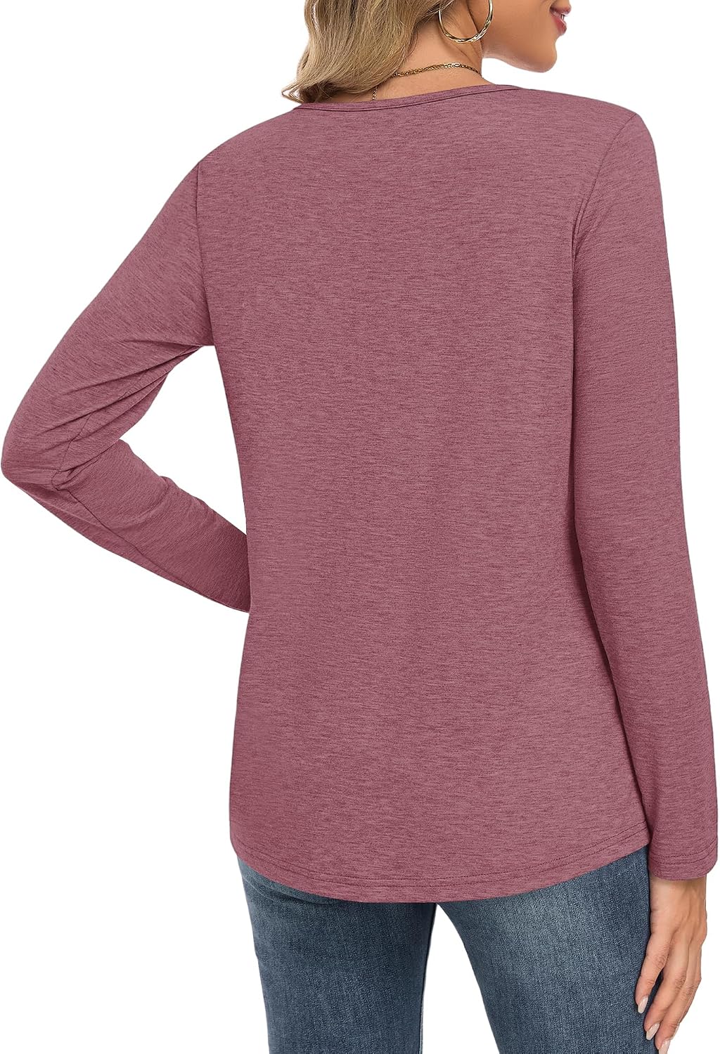 Thumbnail 3 de MOLERANI T-shirt femme décontracté manches longues col rond à effet plissé