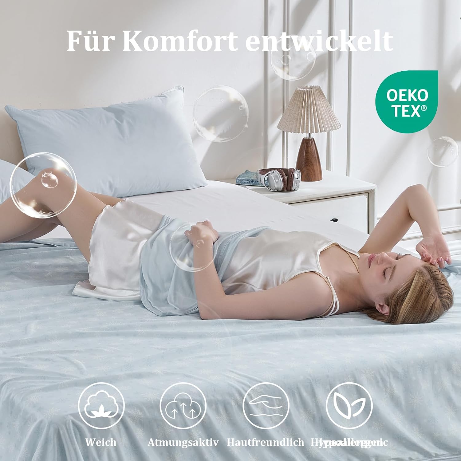 Detalle de CHOSHOME Kühldecke Doppelseitige Kälteeffekt Sommerdecke 150x200 cm – Selbstkühlend, OEKO-TEX, maschinenwaschbar