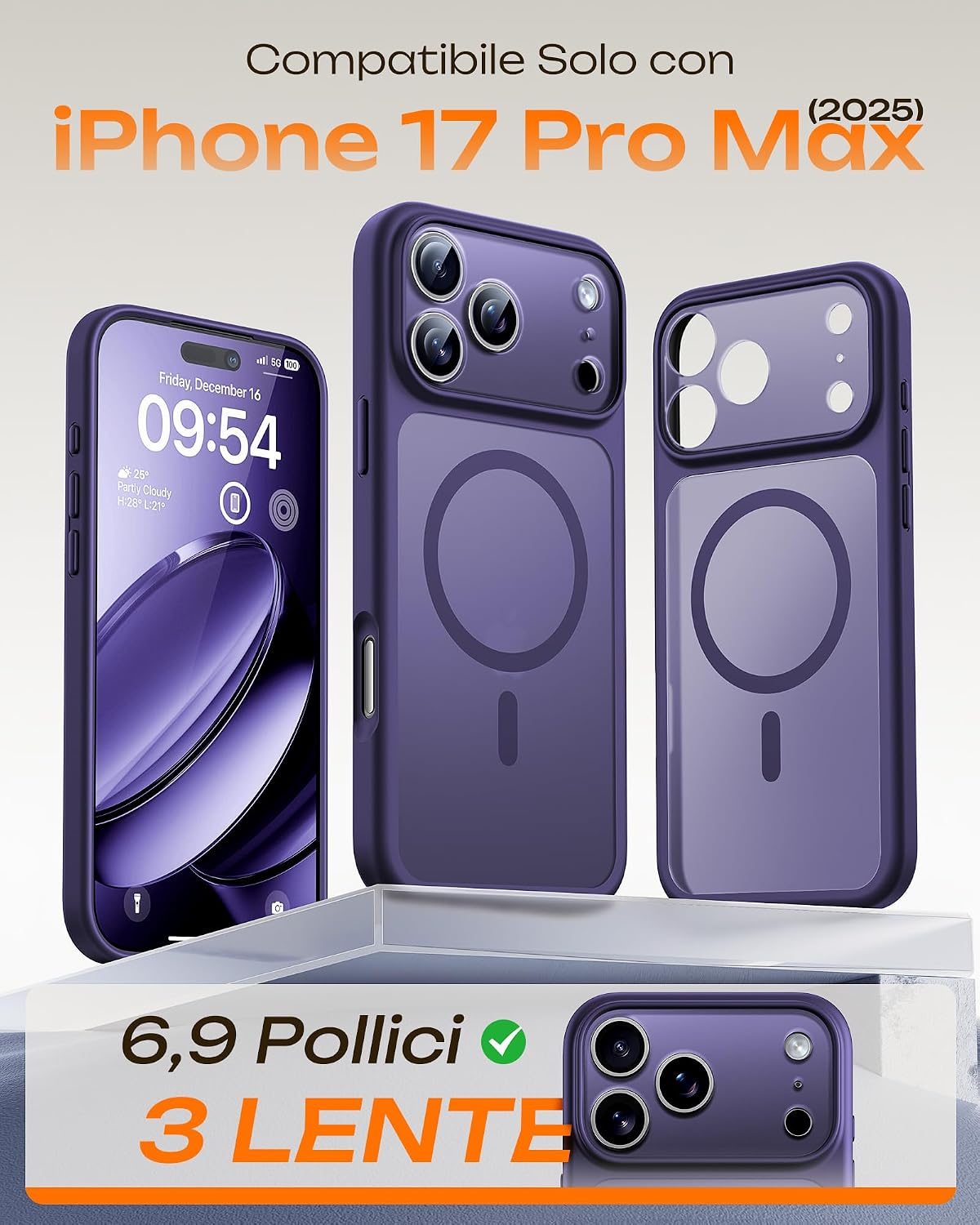 Detalle 2 de TOCOL Cover Magnetica iPhone 17 Pro Max 6,9" Viola